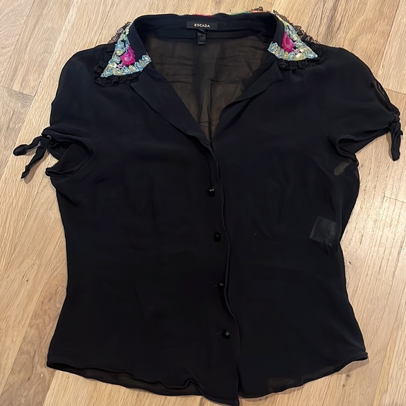 Escada black sheer blouse - Picture 2 of 7